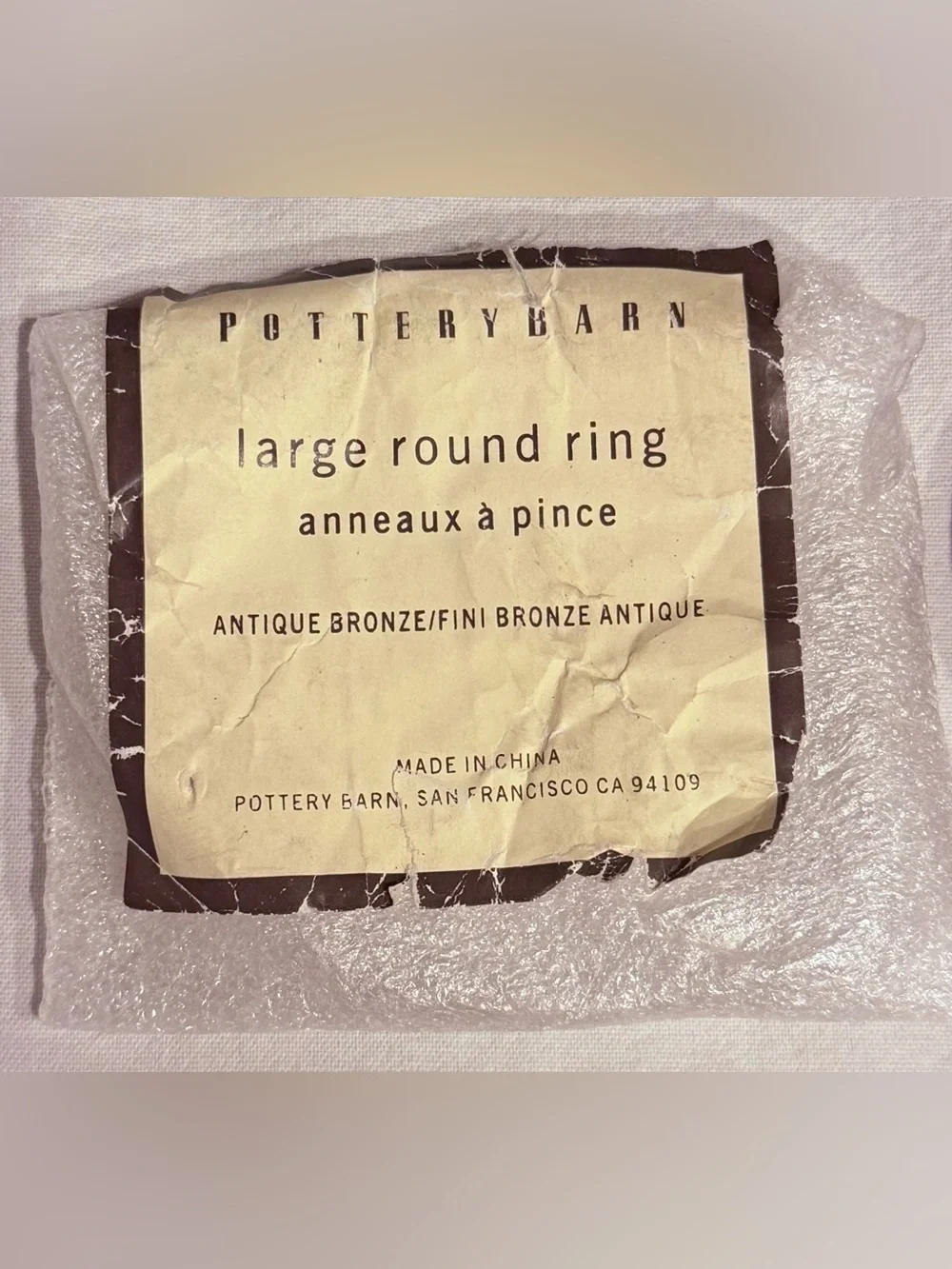 Pottery Barn Quiet-Glide Curtain Rings | Antique Bronze | 6 Sets